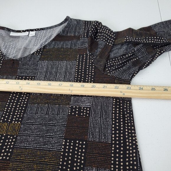 Susan Graver Womens Liquid Knit V-Neck Top Size XL Abstract Block Stretch Career - Picture 7 of 9